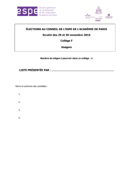 ÉLECTIONS AU CONSEIL DE L`ESPE DE L`ACADÉMIE DE PARIS