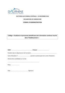 CONSEIL D`ADMINISTRATION Collège « Etudiants et personnes
