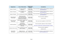 Organismes Lieux d`intervention Inscriptions Horaire des sessions