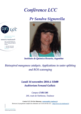 Conf&eacute;rence LCC Pr Sandra Signorella Instituto de Quimica Rosario