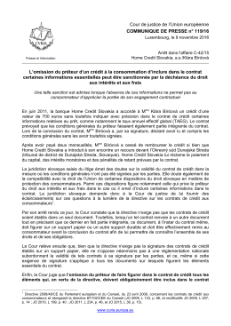 L`omission du pr&ecirc;teur d`un cr&eacute;dit &agrave; la consommation - curia
