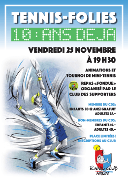 vendredi 25 novembre à 19h30 - Tennis