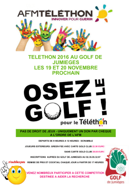 telethon 2016 au golf de jumieges les 19 et 20 novembre prochain