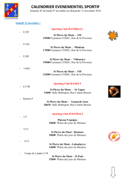 Calendrier semaine 45 - Saint Pierre du Mont