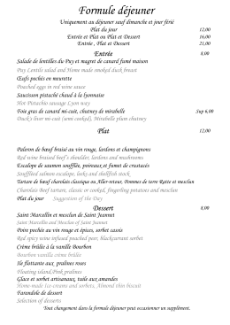 Formule d&eacute;jeuner - Restaurant Mirabelle