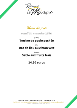 Menu du jour - restaurantlemonarque.fr