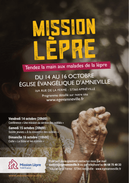 DU 14 AU 16 OCTOBRE ÉGLISE ÉVANGÉLIQUE D`AMNEVILLE
