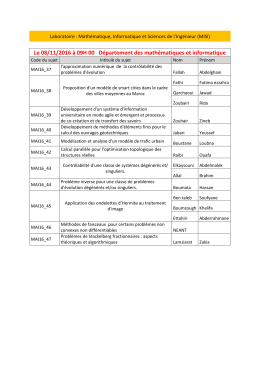 Le 08/11/2016 à 09H 00 Département des mathématiques et