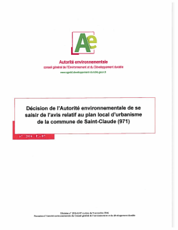 D&eacute;cision de l`Autorit&eacute; environnementale de se saisir de l