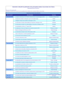Calendrier des &eacute;tudes r&eacute;currentes de la Dares de novembre 2016 &agrave;