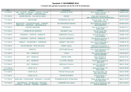 Vendredi 11 NOVEMBRE 2016 L`horaire des gardes