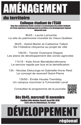 du territoire régional - École supérieure d`aménagement du territoire