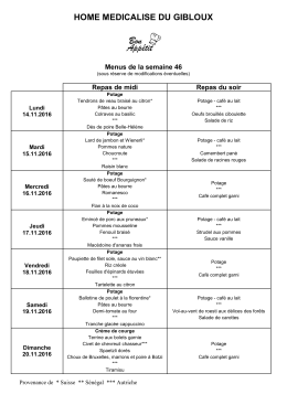 Semaine du 14 au 20 novembre 2016