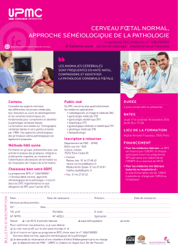 Cerveau foetal normal, approche s&eacute;m&eacute;iologique de la pathologie