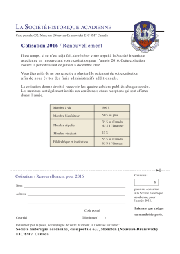 Cotisation 2016 / Renouvellement
