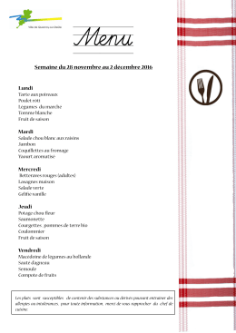 Menu semaine du 28 novembre au 2 décembre