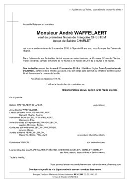 WAFFELAERT ANdr&eacute; - Pompes Fun&egrave;bres R&eacute;mory