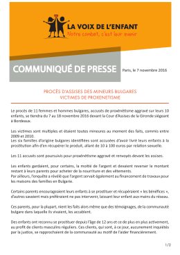 communiqué de presse - La Voix De l`Enfant