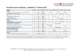 Notre calendrier 2017 des formations