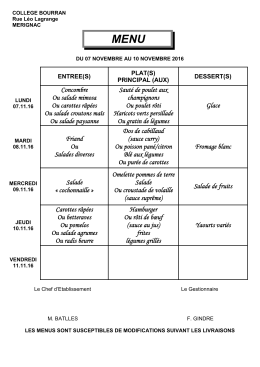 Menu du 07/11 au 10/11