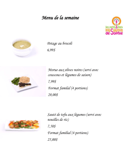 Menu de la semaine