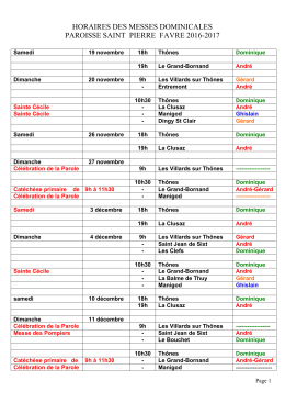 horaires des messes dominicales paroisse saint