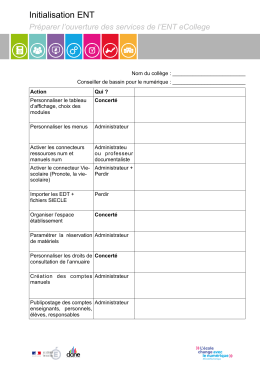 Initialisation ENT - Espace num&eacute;rique de travail