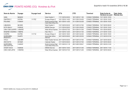 POINTE NOIRE (CG) Horaires du Port