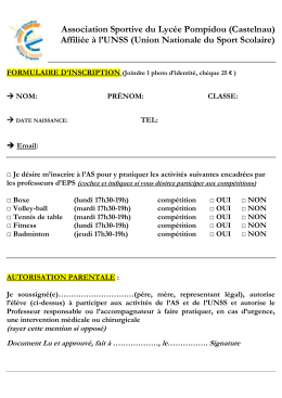 Fiche d`inscription - Lycée Georges Pompidou