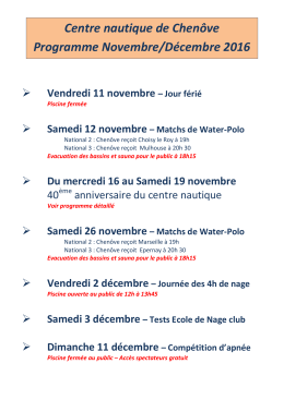 Centre nautique de Chenôve Programme