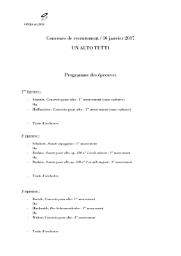 Concours de recrutement / 10 janvier 2017 UN ALTO TUTTI