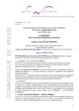 MATRICE Communiqué de Presse. Equip`hôtel 2016