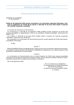 Arrêté du 30 septembre 2016 portant nomination à la commission