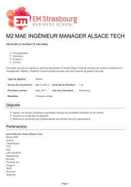 EM Strasbourg - M2 MAE Ingénieur manager Alsace Tech