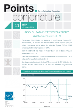 INDEX DU BÂTIMENT ET TRAVAUX PUBLICS Variation mensuelle