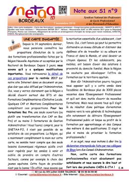 La derni&egrave;re - SNETAA Bordeaux