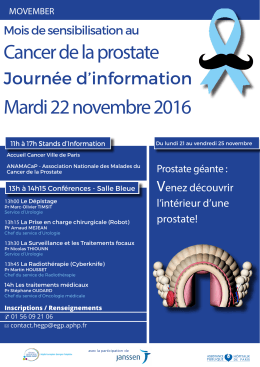 Cancer de la prostate Mardi 22 novembre 2016