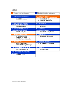 LÉGENDE Territoire en période électorale Candidat(e