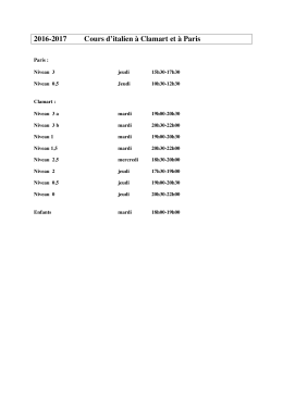 2016 2017 Cours d`italien et niveaux