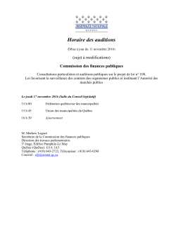 Horaire des auditions