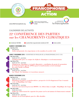 sur les CHANGEMENTS CLIMATIQUES - Institut de la Francophonie