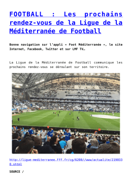 FOOTBALL : Les prochains rendez
