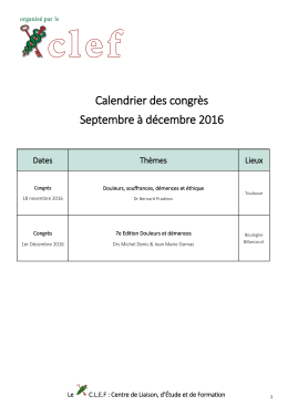 Téléchargez notre planning des formations et congrès 2016