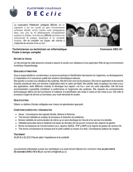 Technicienne ou technicien en informatique Concours DEC
