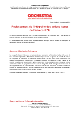 Reclassement de l`intégralité des actions issues de l`auto