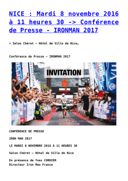 Conférence de Presse - IRONMAN 2017