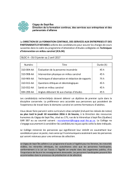 Charges de cours - Cégep de Sept-Îles