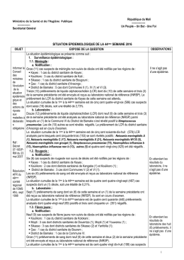 SITUATION EPIDEMIOLOGIQUE DE LA 44ème