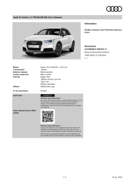 Audi A1 Active 1.4 TDI 66 kW (90 ch) 5 vitesses Information Annonceur