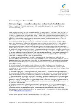 Communiqu&eacute; de presse &ndash; 10 novembre 2016